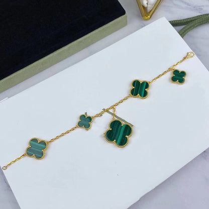 [⭐Mirelle]MAGIC CLOVER MALACHITE GOLD BRACELET 5 MOTIFS