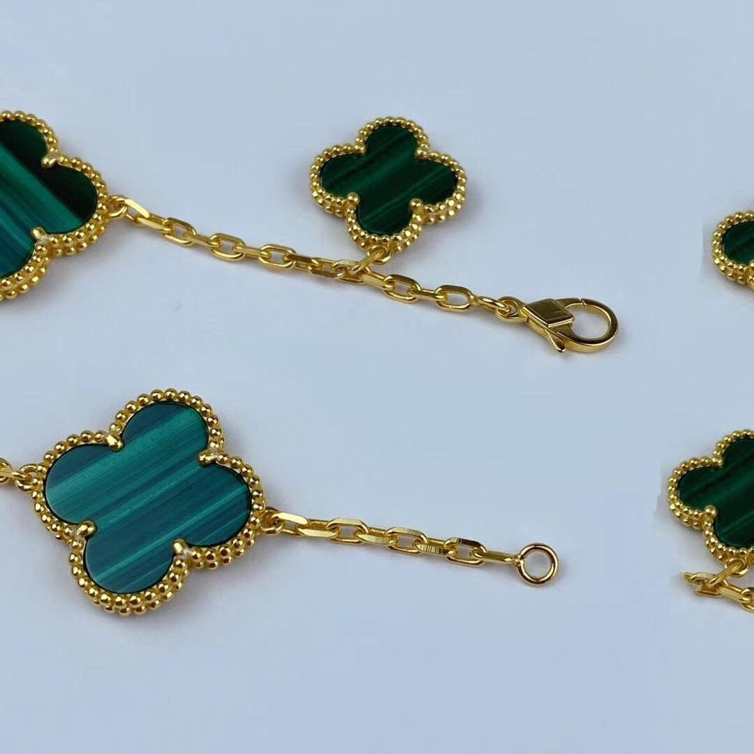[⭐Mirelle]MAGIC CLOVER MALACHITE GOLD BRACELET 5 MOTIFS