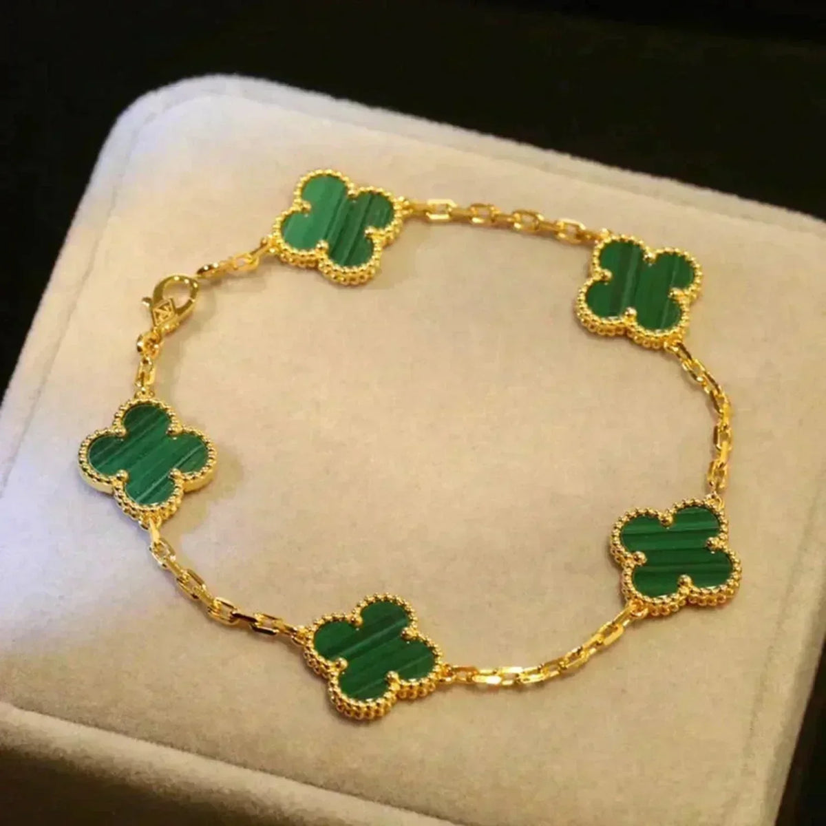 [⭐Mirelle] CLOVER 5 MOTIF MALACHITE BRACELET COLLECTION