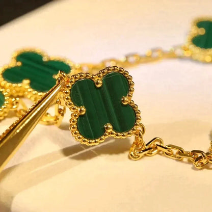 [⭐Mirelle] CLOVER 5 MOTIF MALACHITE BRACELET COLLECTION