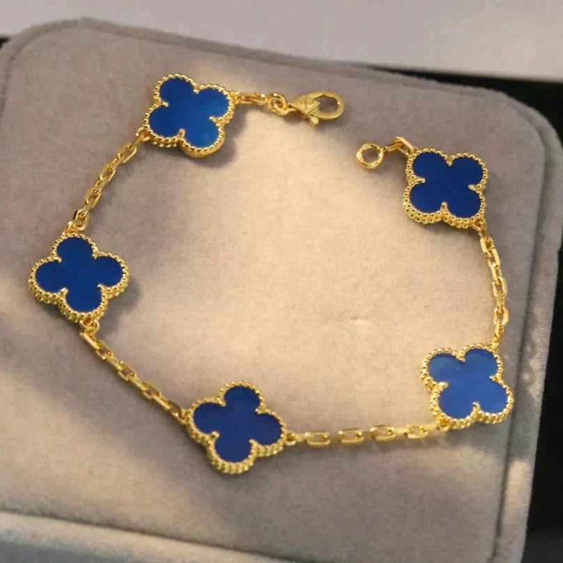 [⭐Mirelle] CLOVER 5 MOTIF BLUE AGATE BRACELET COLLECTION