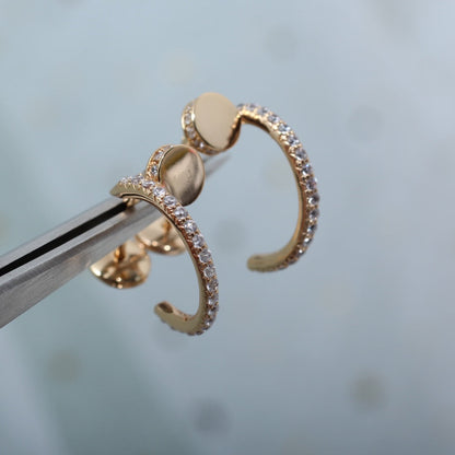 [⭐Mirelle]JUSTE EARRINGS 12.75MM PINK GOLD DIAMOND