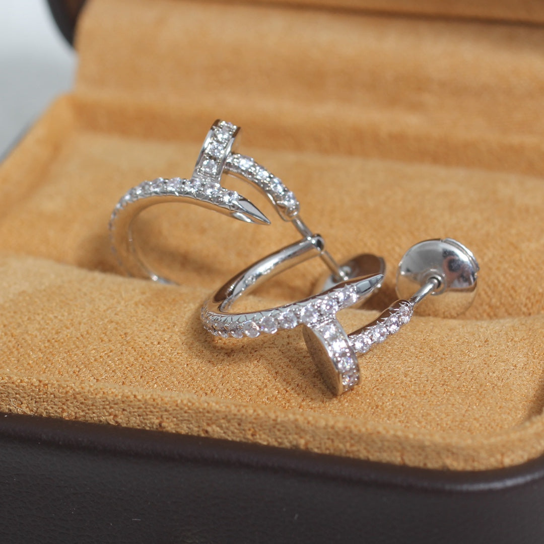 [⭐Mirelle]JUSTE EARRINGS 12.75MM SILVER DIAMOND