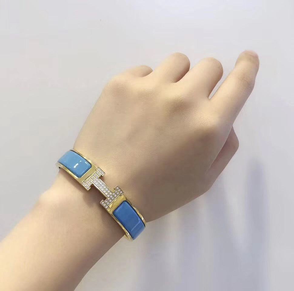 [⭐Mirelle]H CLOUD BLUE BRACELET GOLD DIAMOND