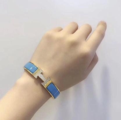 [⭐Mirelle]H CLOUD BLUE BRACELET GOLD DIAMOND