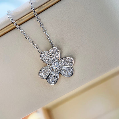 [⭐Mirelle]CLOVER DIAMOND NECKLACE SILVER