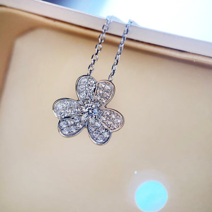 [⭐Mirelle]CLOVER DIAMOND NECKLACE SILVER