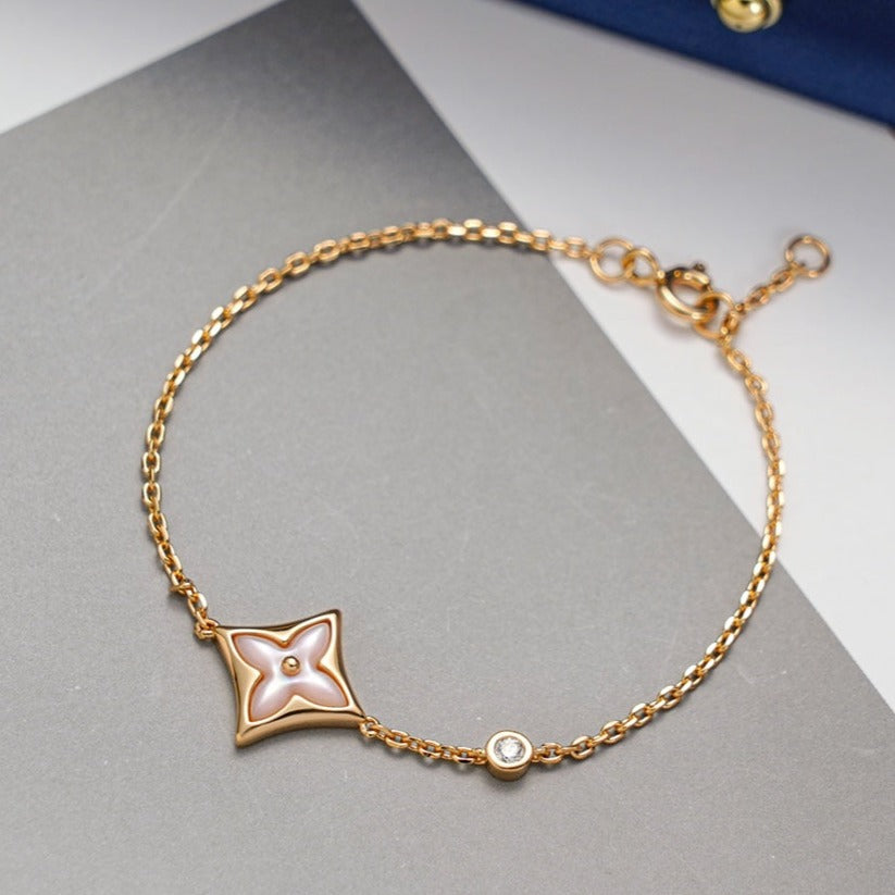 [⭐Mirelle]STAR 1 DIAMOND PINK GOLD BRACELET