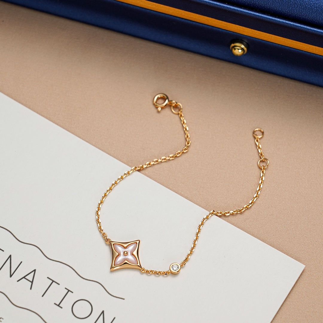 [⭐Mirelle]STAR 1 DIAMOND PINK GOLD BRACELET