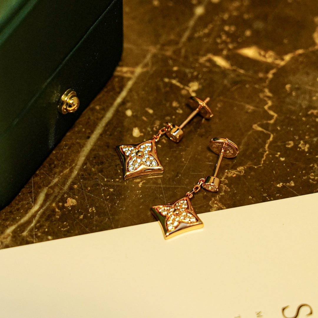 [⭐Mirelle]STAR DIAMONDS EARRINGS GOLD