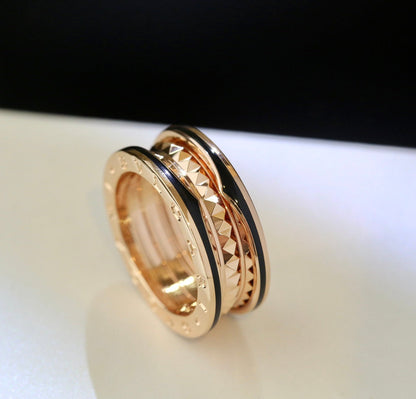 [⭐Mirelle]ZERO 1 PINK GOLD BLACK CERAMIC RING