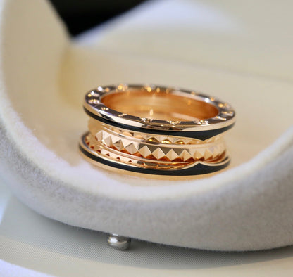 [⭐Mirelle]ZERO 1 PINK GOLD BLACK CERAMIC RING