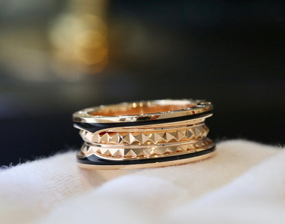 [⭐Mirelle]ZERO 1 PINK GOLD BLACK CERAMIC RING
