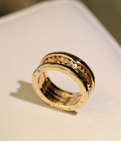 [⭐Mirelle]ZERO 1 PINK GOLD BLACK CERAMIC RING