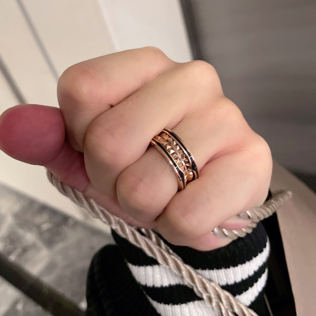 [⭐Mirelle]ZERO 1 PINK GOLD BLACK CERAMIC RING