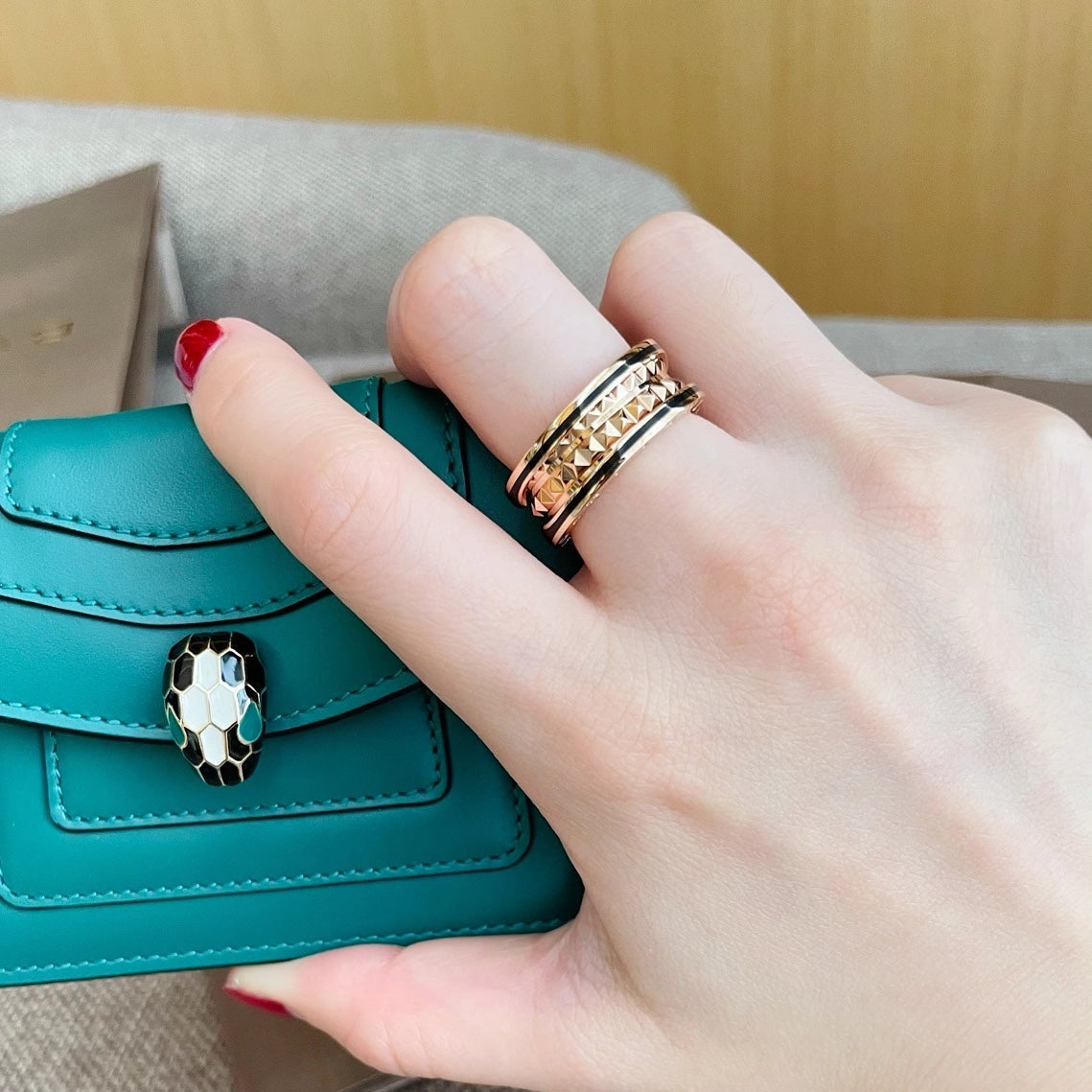 [⭐Mirelle]ZERO 1 PINK GOLD BLACK CERAMIC RING