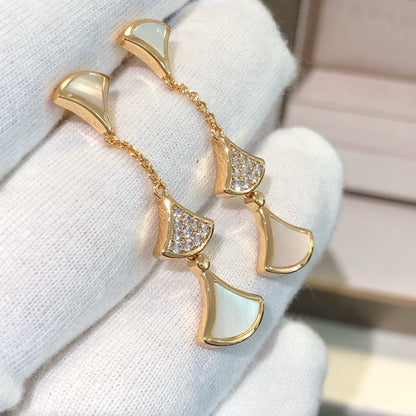 [⭐Mirelle]DREAM EARRINGS 3 MOTIFS DIAMOND MOP PINK GOLD