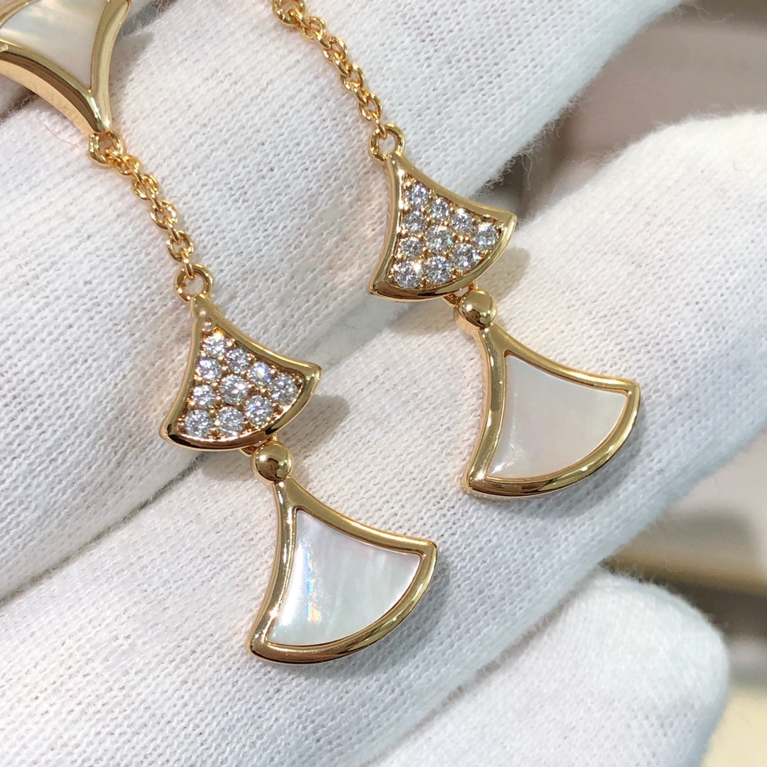 [⭐Mirelle]DREAM EARRINGS 3 MOTIFS DIAMOND MOP PINK GOLD