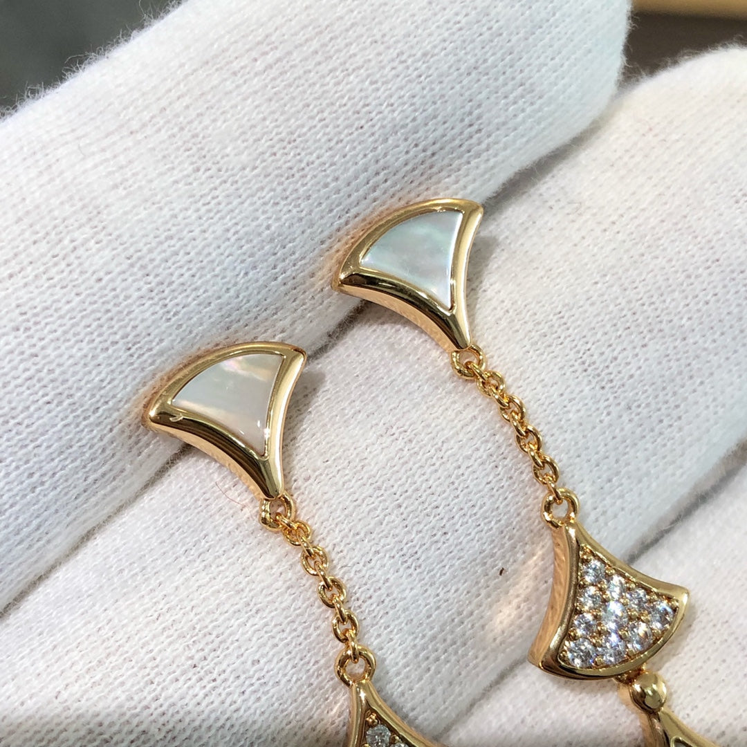 [⭐Mirelle]DREAM EARRINGS 3 MOTIFS DIAMOND MOP PINK GOLD
