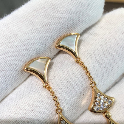 [⭐Mirelle]DREAM EARRINGS 3 MOTIFS DIAMOND MOP PINK GOLD