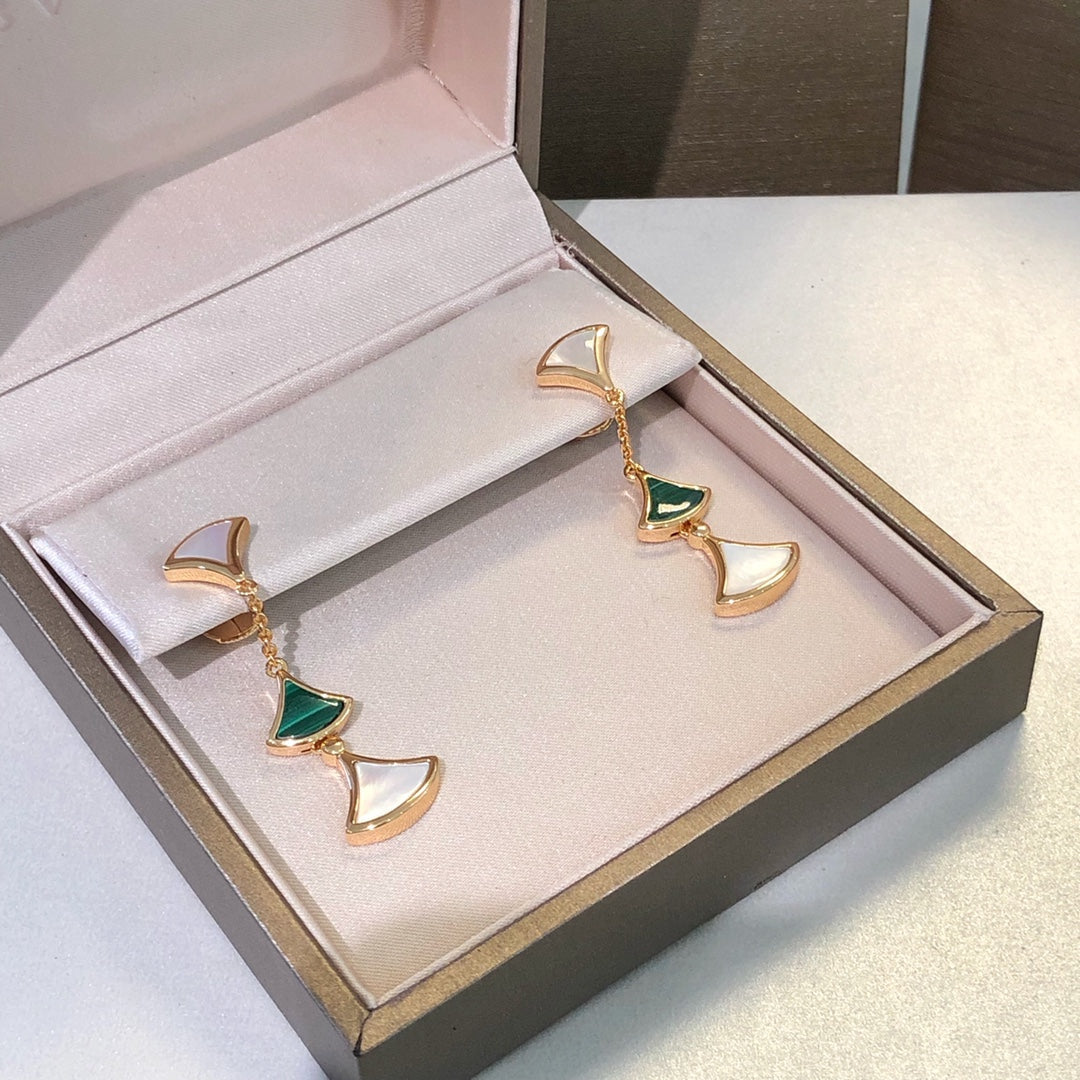 [⭐Mirelle]DREAM EARRINGS 3 MOTIFS MALACHITE MOP PINK GOLD