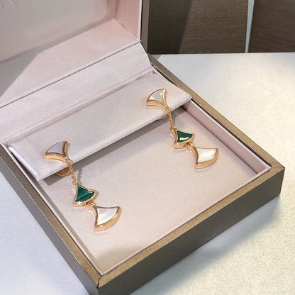 [⭐Mirelle]DREAM EARRINGS 3 MOTIFS MALACHITE MOP PINK GOLD