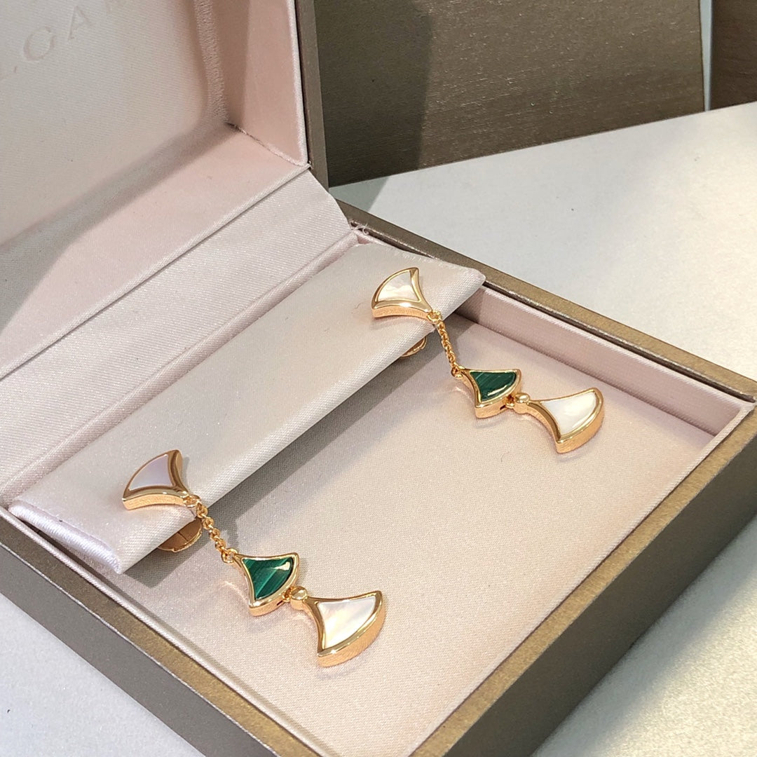 [⭐Mirelle]DREAM EARRINGS 3 MOTIFS MALACHITE MOP PINK GOLD