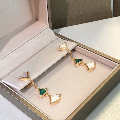 [⭐Mirelle]DREAM EARRINGS 3 MOTIFS MALACHITE MOP PINK GOLD