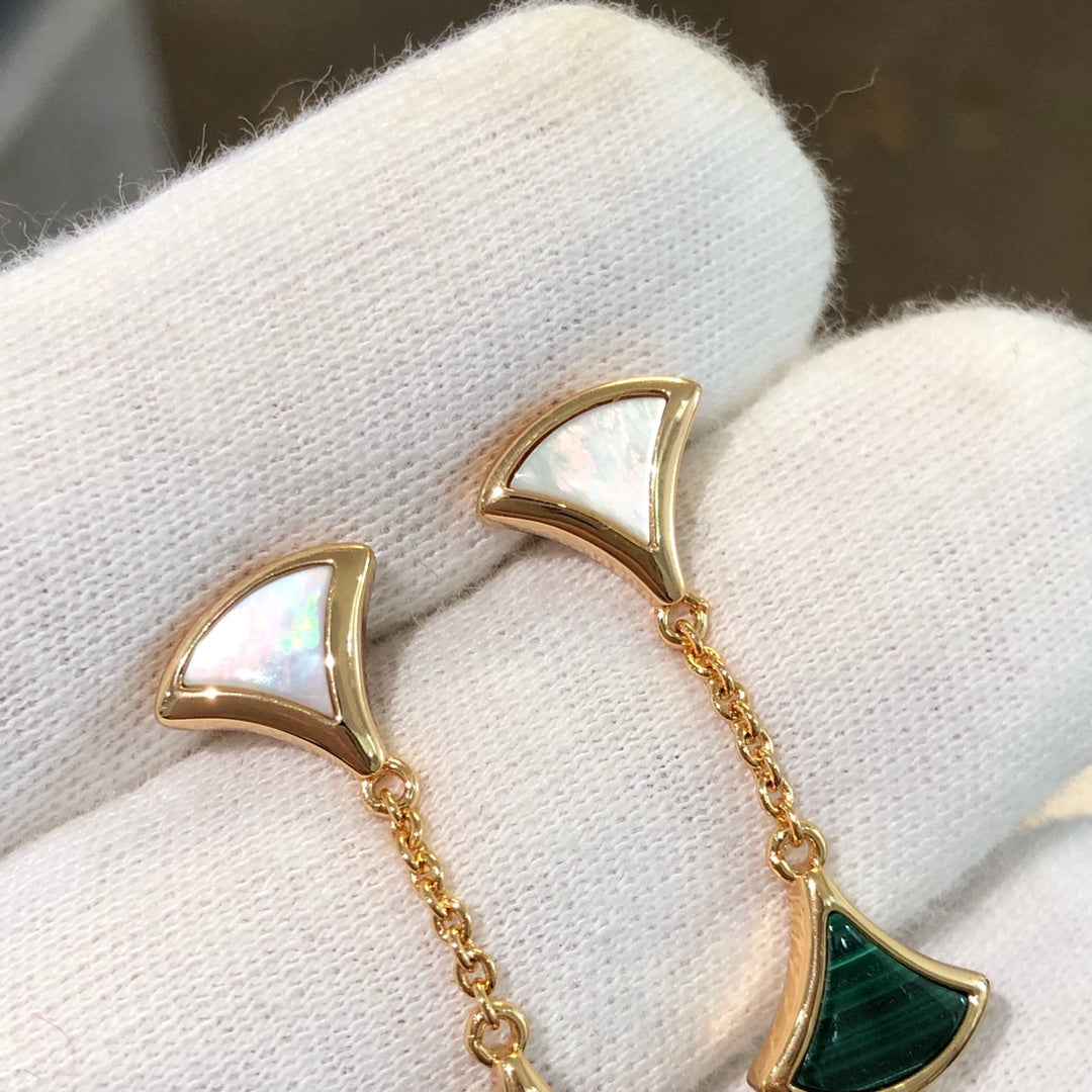 [⭐Mirelle]DREAM EARRINGS 3 MOTIFS MALACHITE MOP PINK GOLD