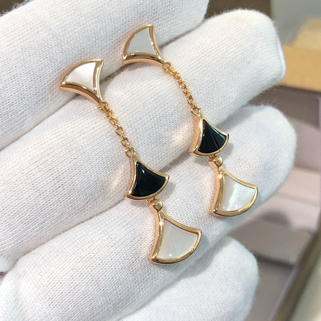[⭐Mirelle]DREAM EARRINGS 3 MOTIFS ONYX MOP PINK GOLD