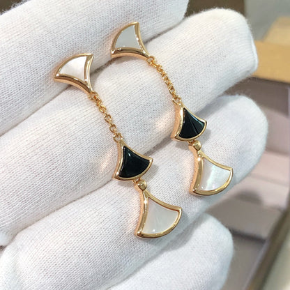 [⭐Mirelle]DREAM EARRINGS 3 MOTIFS ONYX MOP PINK GOLD