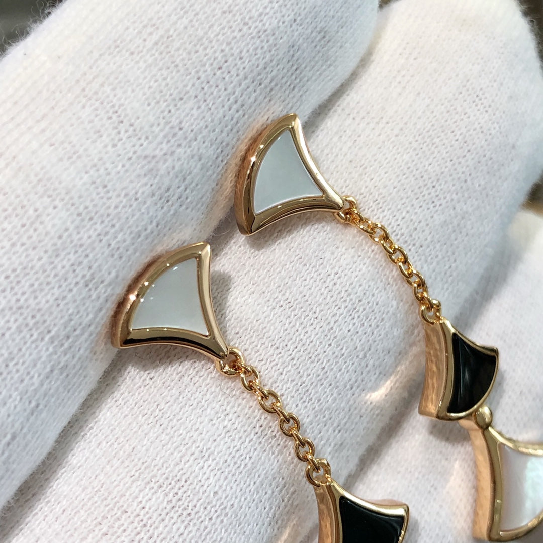 [⭐Mirelle]DREAM EARRINGS 3 MOTIFS ONYX MOP PINK GOLD