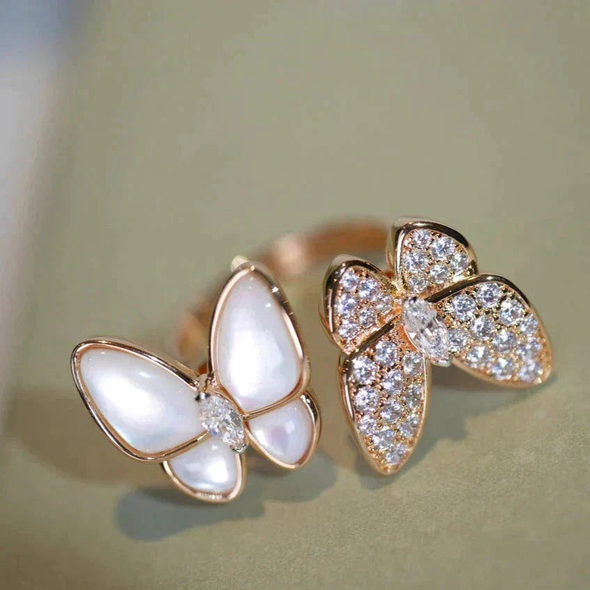 [⭐Mirelle]TWIN BUTTERFLY DIAMOND MOP RING