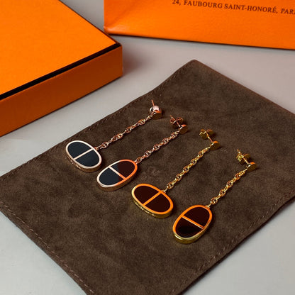 [⭐Mirelle]CHAINE VERSO BLACK CERAMIC EARRINGS