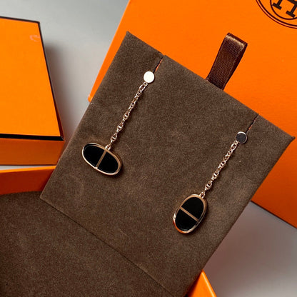 [⭐Mirelle]CHAINE VERSO BLACK CERAMIC EARRINGS