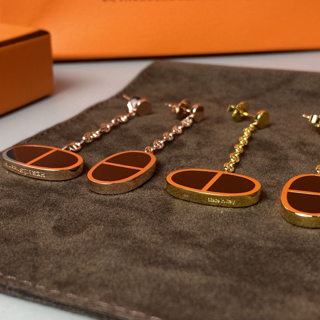 [⭐Mirelle]CHAINE VERSO BLACK CERAMIC EARRINGS