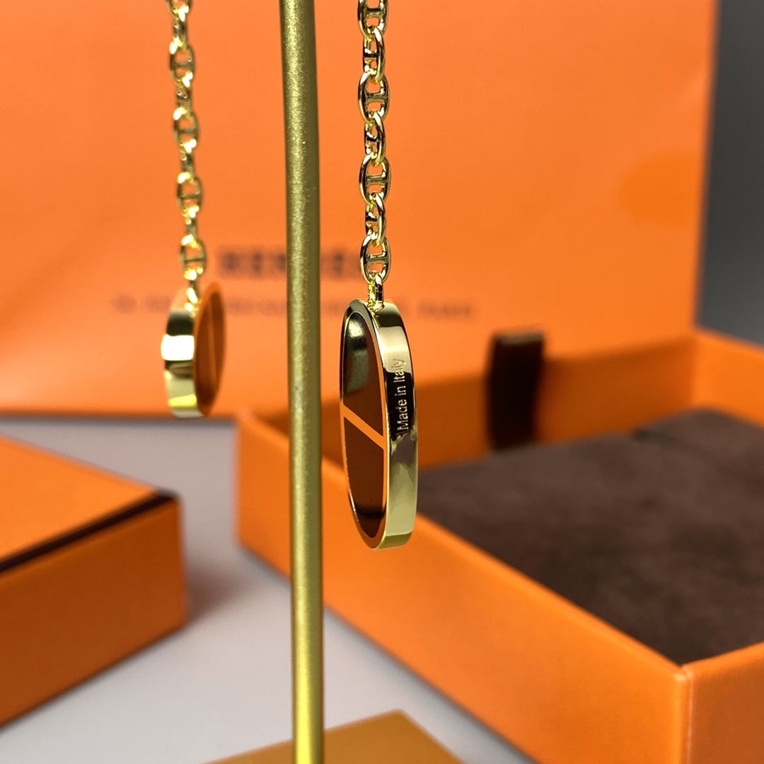 [⭐Mirelle]CHAINE VERSO BLACK CERAMIC EARRINGS