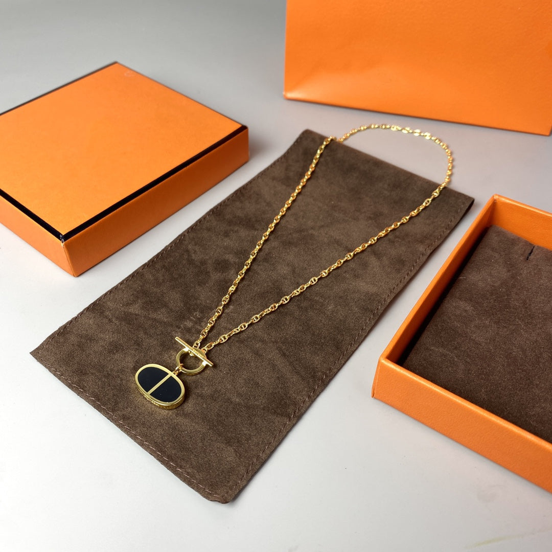 [⭐Mirelle]CHAINE VERSO BLACK CERAMIC NECKLACE