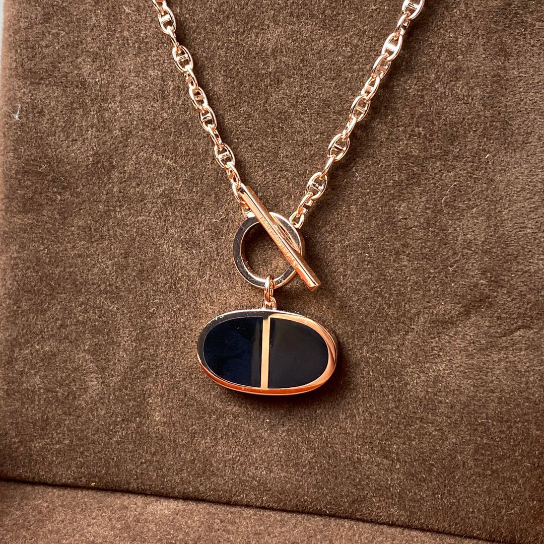 [⭐Mirelle]CHAINE VERSO BLACK CERAMIC NECKLACE