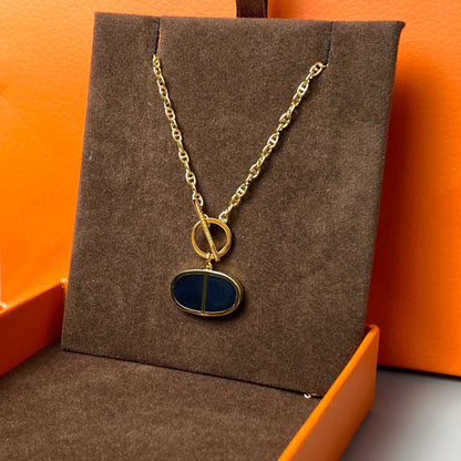 [⭐Mirelle]CHAINE VERSO BLACK CERAMIC NECKLACE