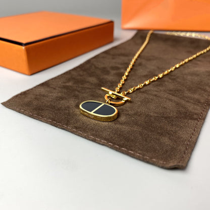 [⭐Mirelle]CHAINE VERSO BLACK CERAMIC NECKLACE