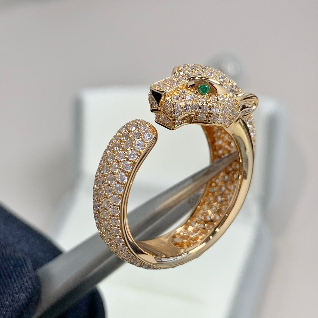 [⭐Mirelle]PANTHERE PINK GOLD DIAMOND RING