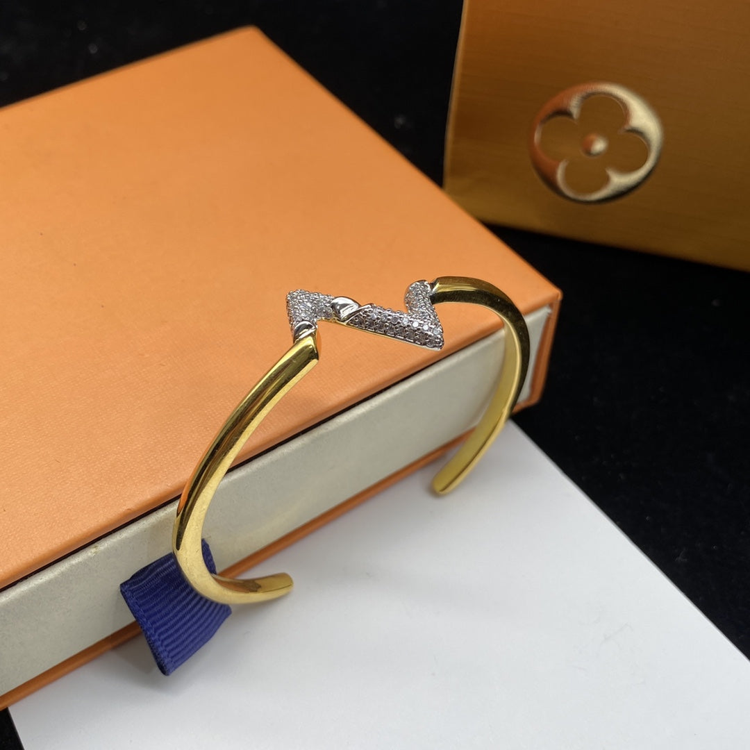 [⭐Mirelle]VOLTE UPSITE DOWN DIAMOND GOLD OPEN BRACELET