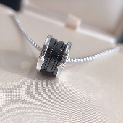 [⭐Mirelle]ZERO 1 BLACK CERAMIC SILVER NECKLACE