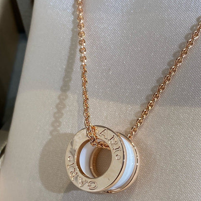 [⭐Mirelle]ZERO 1 WHITE CERAMIC PINK GOLD NECKLACE