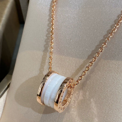[⭐Mirelle]ZERO 1 WHITE CERAMIC PINK GOLD NECKLACE