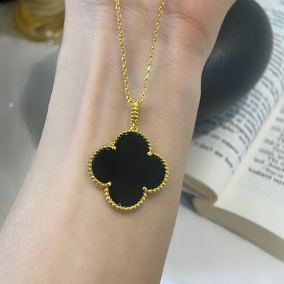 [⭐Mirelle]CLOVER 25MM NECKLACE GOLD ONYX