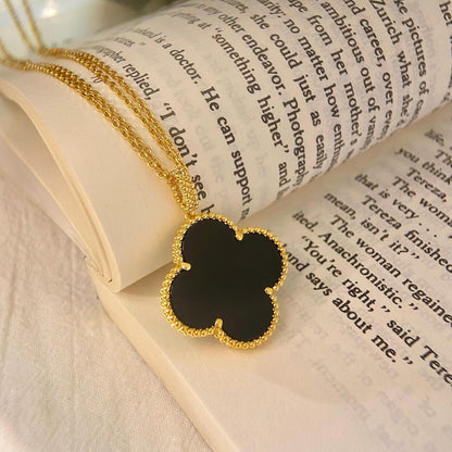 [⭐Mirelle]CLOVER 25MM NECKLACE GOLD ONYX