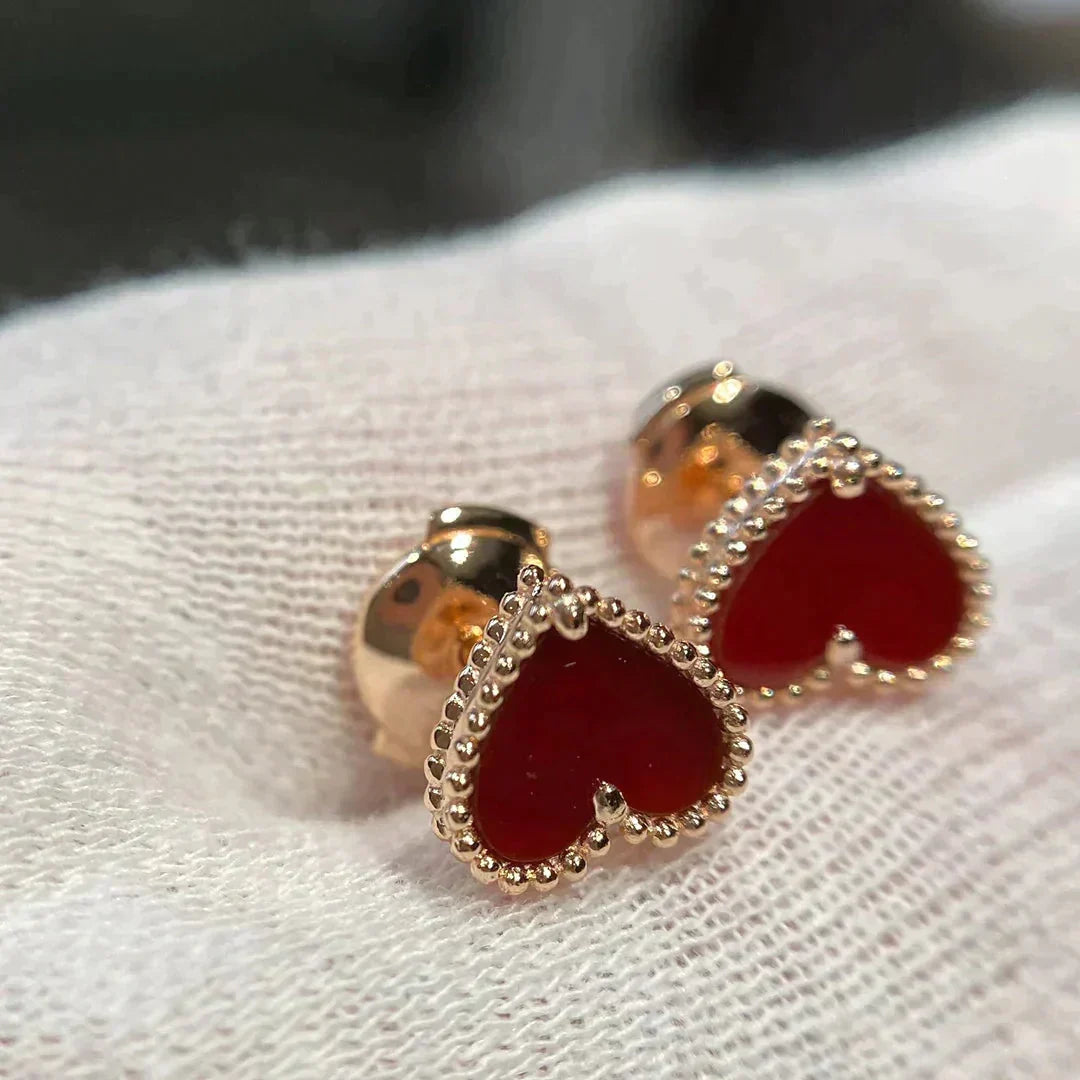 [⭐Mirelle]HEART CARNELIAN STUD EARRINGS