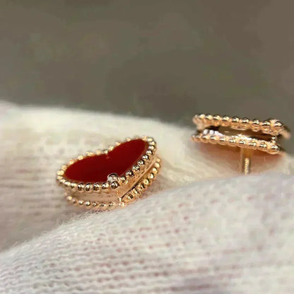 [⭐Mirelle]HEART CARNELIAN STUD EARRINGS